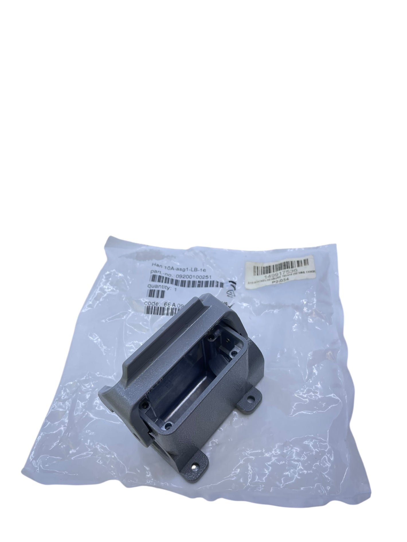 Harting Sockelgehäuse HAN 10A-asg1-LB-16 09200100251 Sockelgehäuse von Harting