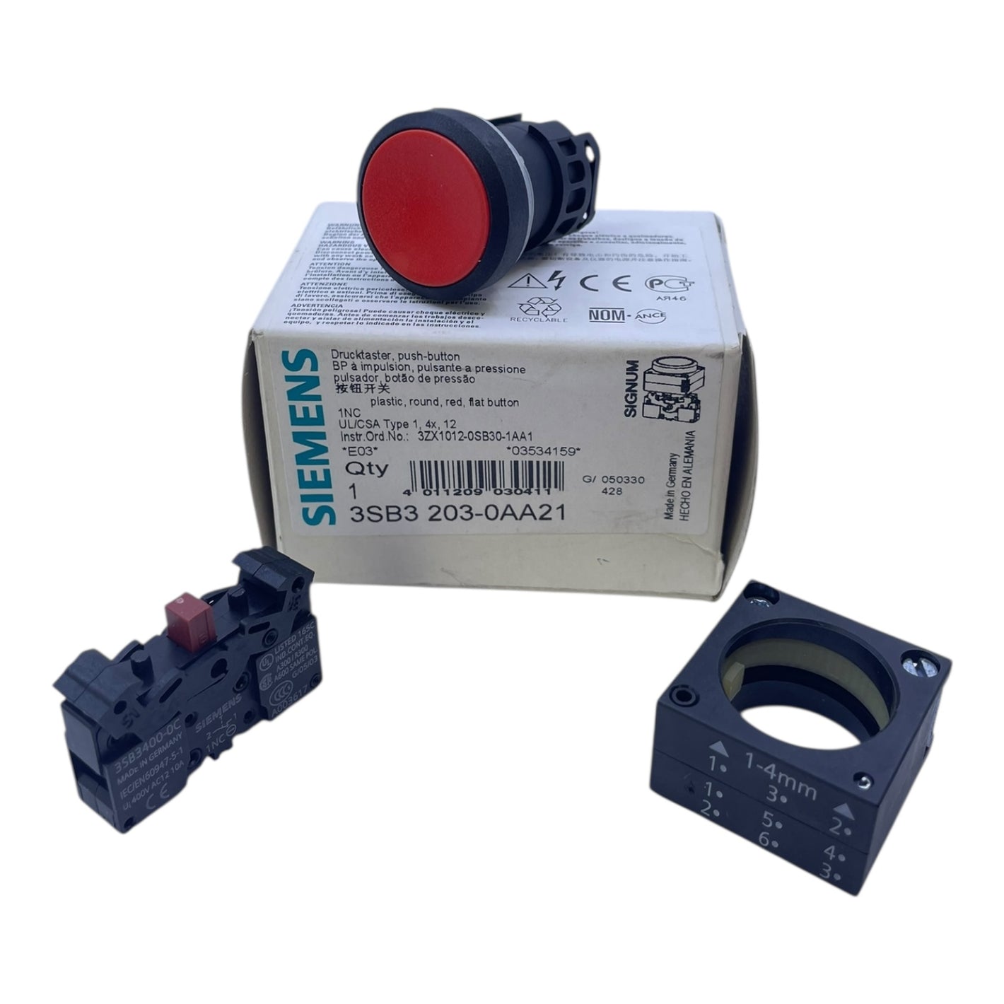 Siemens Drucktaster Rot 3SB3203-0AA21 Leuchtmelder von Siemens Industrie