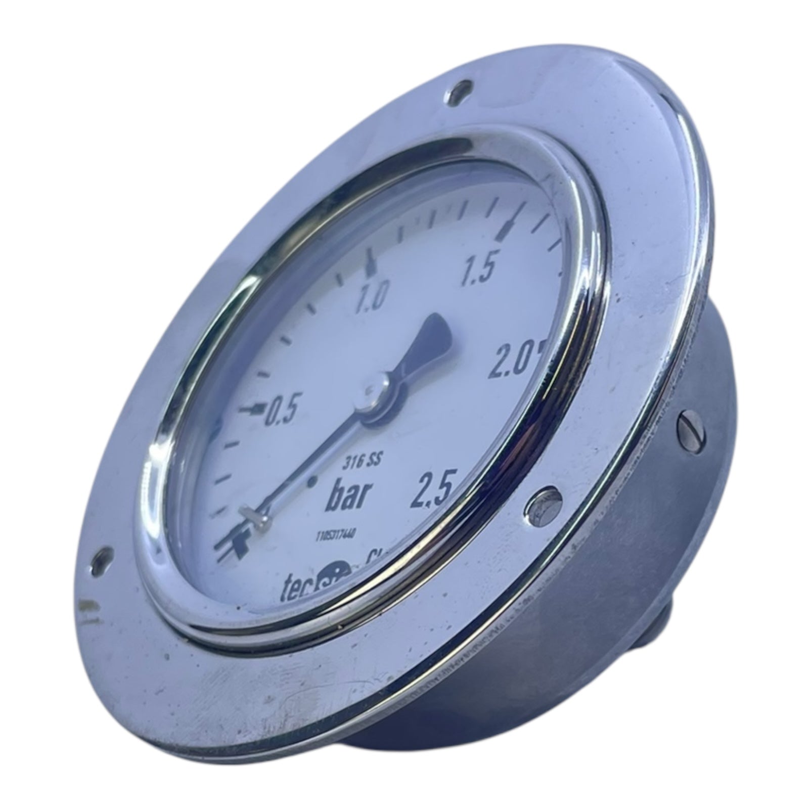 Tecsis Manometer 316SS Druckanzeige 0–2,5 bar Frontflansch CL2.5