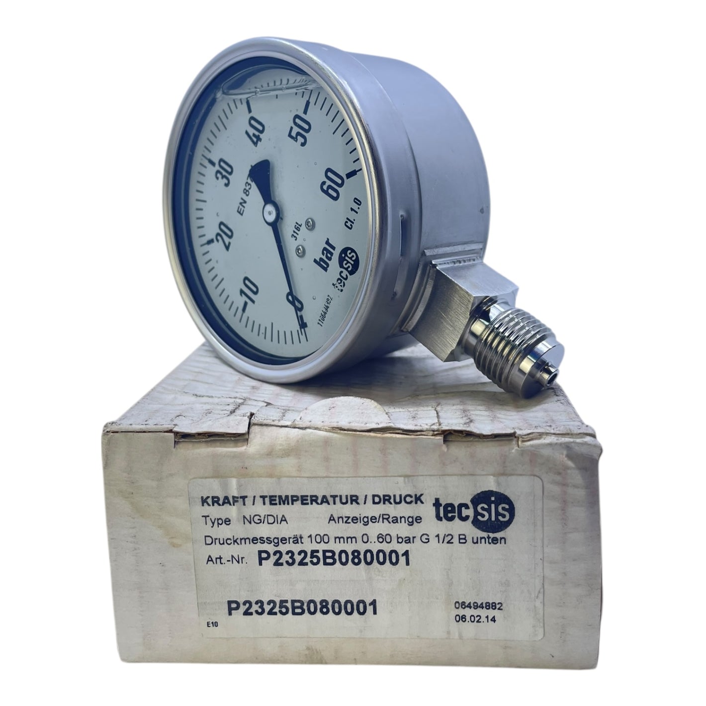 Tecsis Manometer 0-60bar P2325B080001 Manometer Geeignet für die Industrie