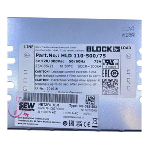 SEW BLOCK Netzfilter HLD110-500/75 NF 085-503 3x520/300V 75A 85A