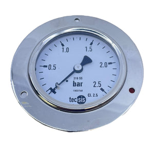 Tecsis Manometer 316SS Druckanzeige 0–2,5 bar Frontflansch CL2.5