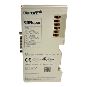 Beckhoff EtherCAT-Klemme 1-Kanal-Kommunikations-Interface CANopen EL6751