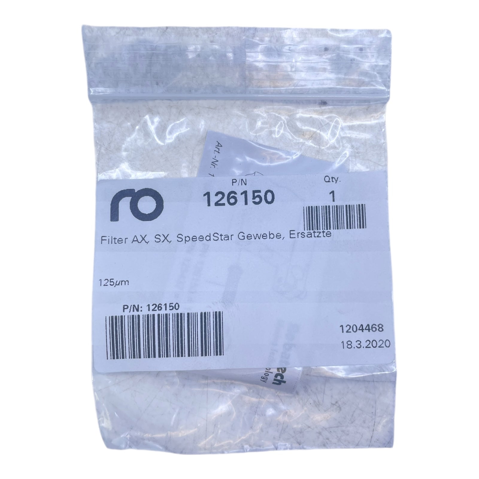 Robatech Gewebefilter Filter 125µm für AX SX SpeedStar Auftragsköpfe 1