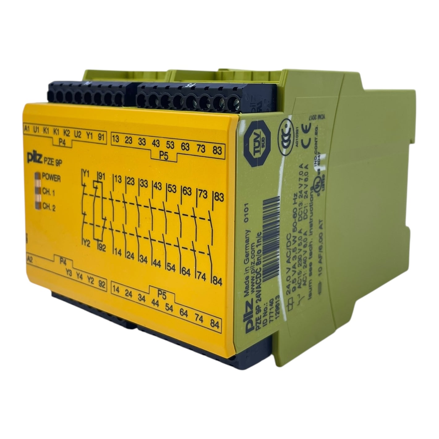 Pilz PZE 9P Sicherheitsrelais 24VAC/DC 8n/o 1n/c 7A 240V 777140