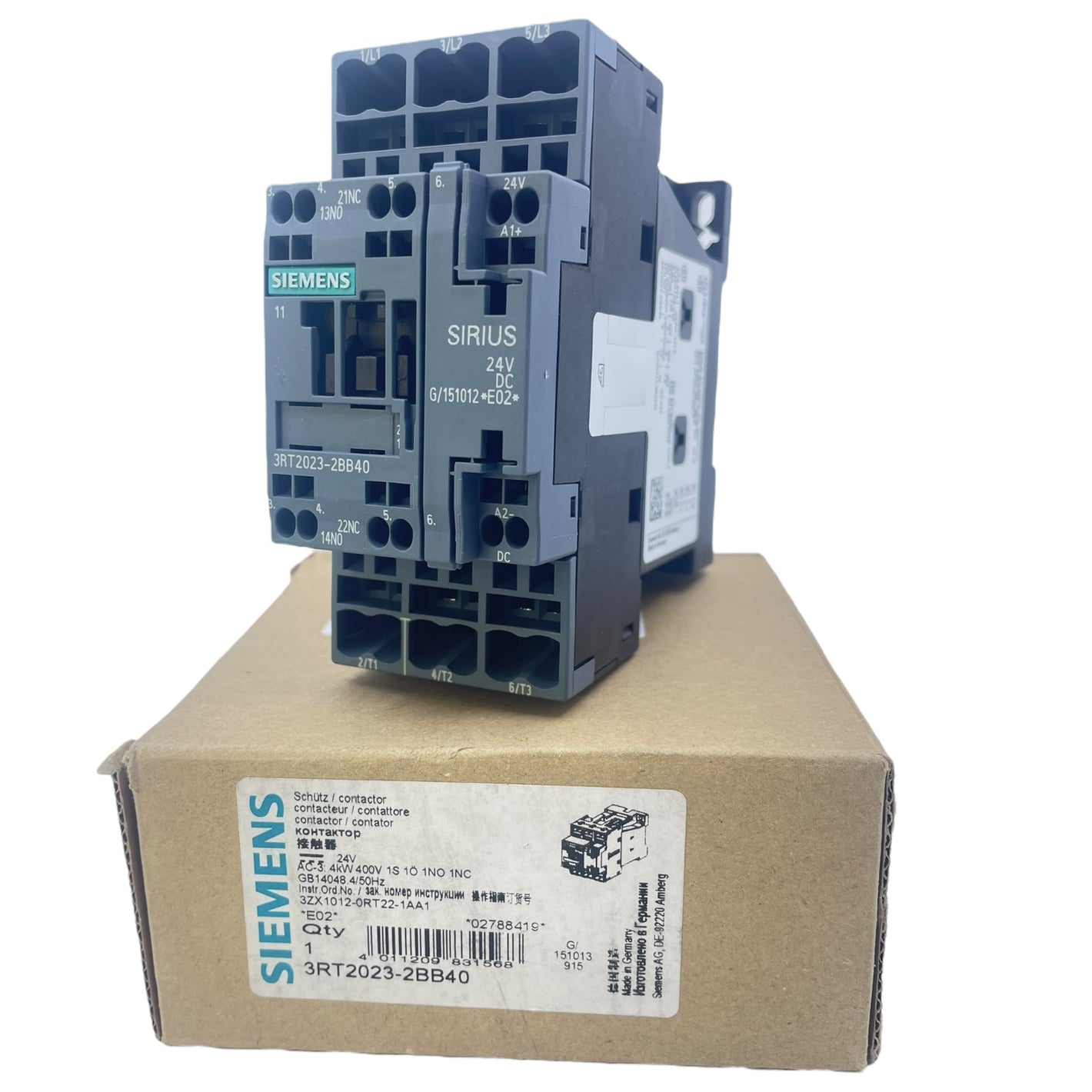 Siemens 3-poliger Leistungsschütz SIRIUS 9 A 24 V DC 3RT2023-2BB40