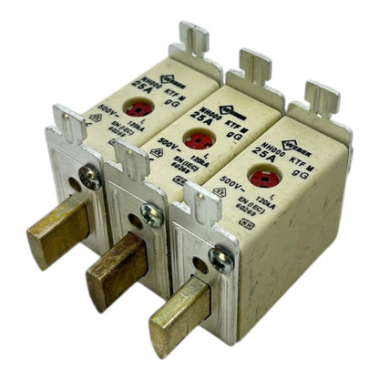 Weber NH000 Sicherung 25A 500V gG 120kA KTF M  Sicherungseinsatz Neu VE:3stk