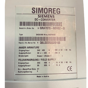 Siemens SIMOREG DC-Converter 6RA7078-6DV62-0 280A 420V Gleichstromsteller