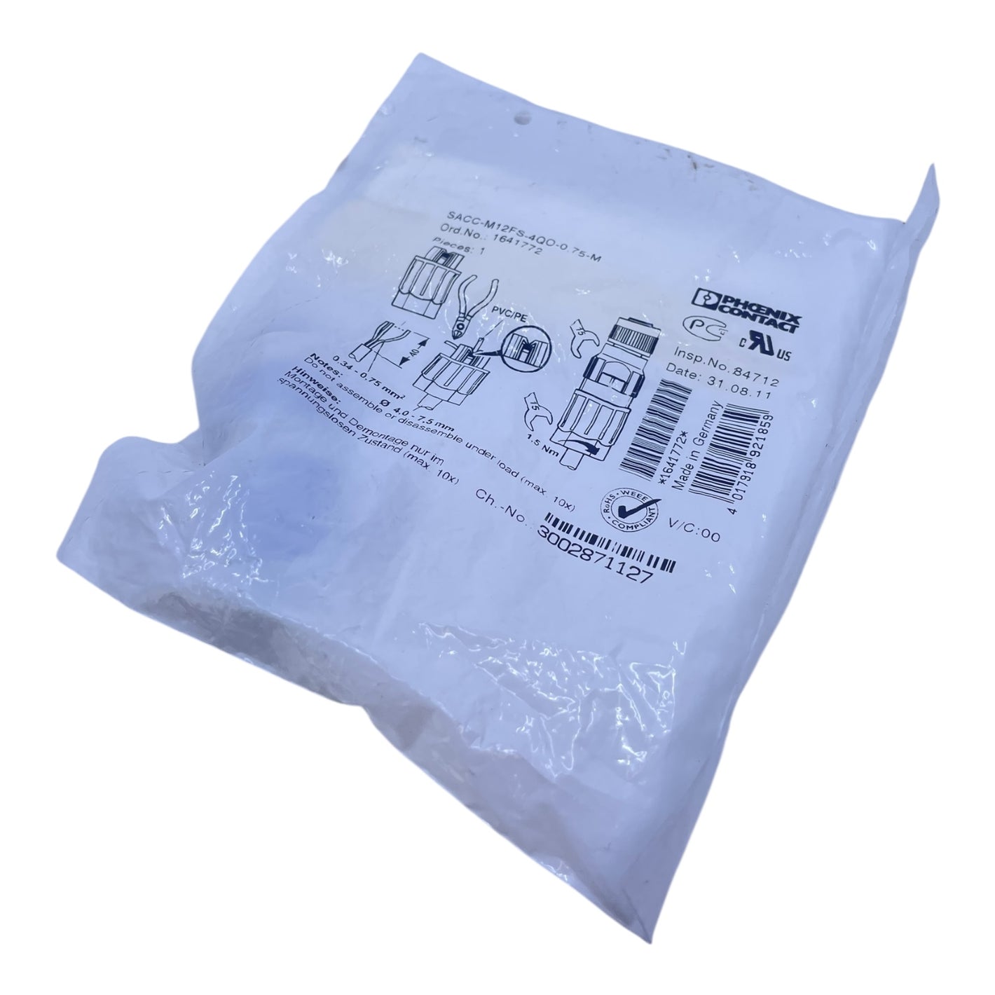 Phoenix Contact Sensor-/Aktor-Steckverbinder SACC-M12FS-4QO-0.75-M Industrie