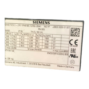Siemens Servomotor 37kW 1PH8165-1DF00-2BA1 für den Industriellen Einsatz