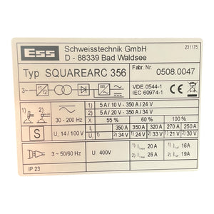 ESS SquareArc 356 Schweißgerät WIG/MAG 350A 400V mit Schlauchpaket Industrie