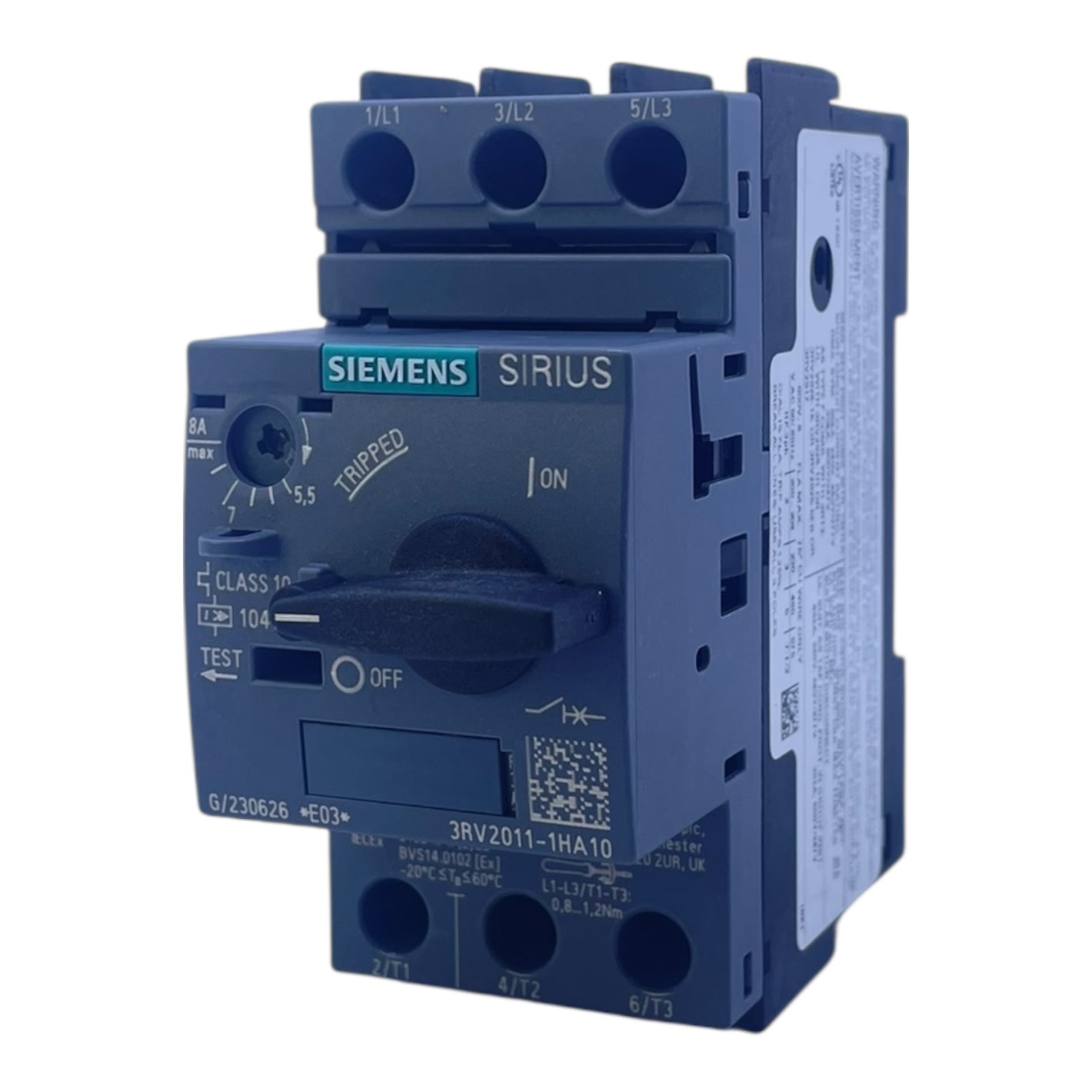Siemens Motorschutzschalter 5,5-8A 3RV2011-1HA10 SIRIUS 1,1–1,6Nm