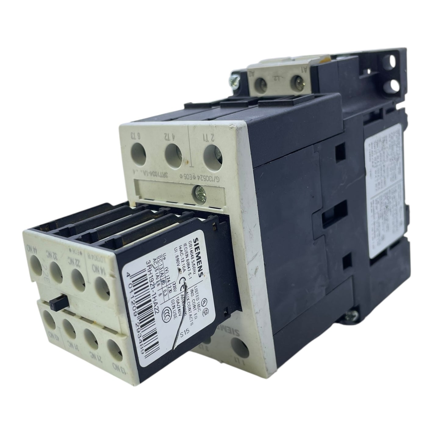 Siemens Schütz 32A 3RT1034-1AL24 mit Hilfsschalter 3RH1921-1HA22 690V
