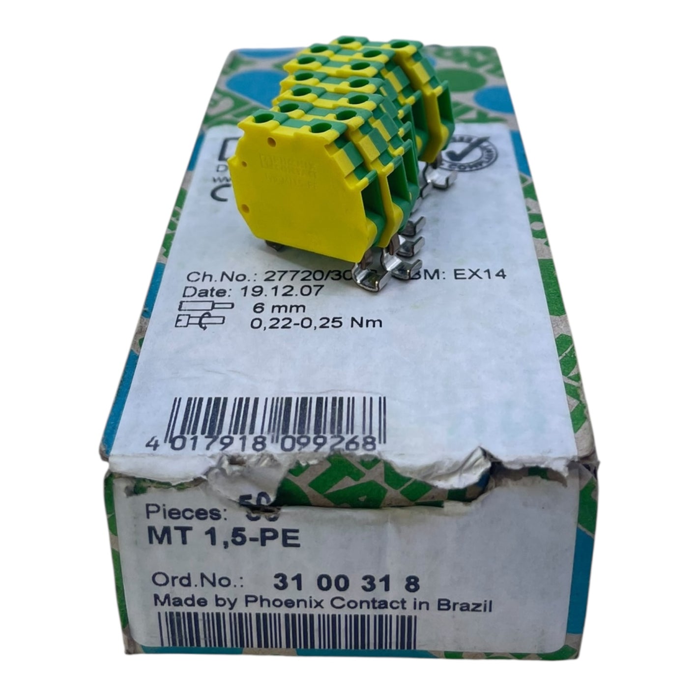 Phoenix Contact MT1,5-PE Reihenklemme 1,5mm² Schutzleiter VE:7 Stk