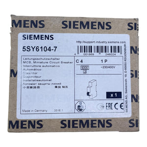 Siemens Leistungsschutzschalter 5SY6104-7 für den Industriellen Nutzen geeignet