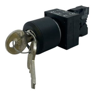 Siemens Schlüsselschalter 3SB3403-0B 1S 10A 400V mit Schlüssel schwarz Siemens