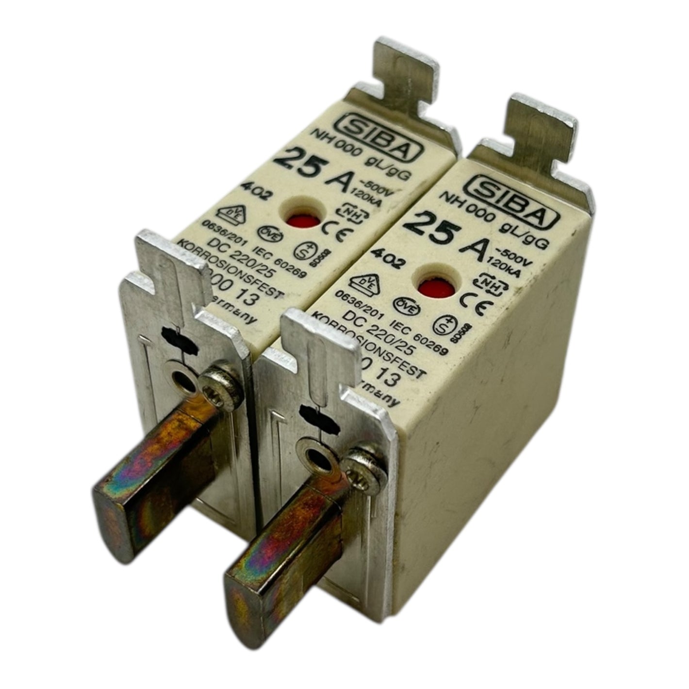SIBA NH000 Sicherung 25A 500V gL/gG 120kA Korrosionsfest 20 000 13 VE:2stk