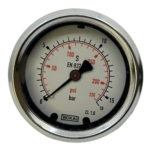 WIKA Manometer Druckmesser 0–16 bar / 0–230 psi EN 837 Manometer für Industrie