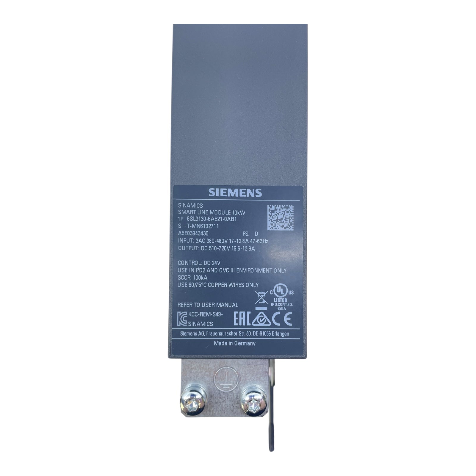 Siemens SINAMICS Smart Line Module 10kW 6SL3130-6AE21-0AB1 Smart Line