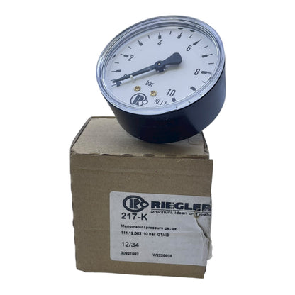 Riegler Manometer 0-10bar 217-K 111.12.063 G1/4B Manometer von Riegler Industrie