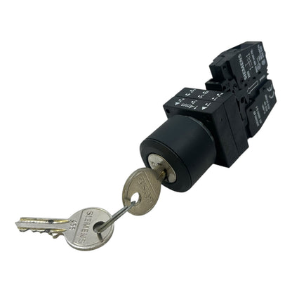 Siemens Schlüsselschalter 3SB3403-0D 2S 6A/230V mit Schlüssel 455 schwarz
