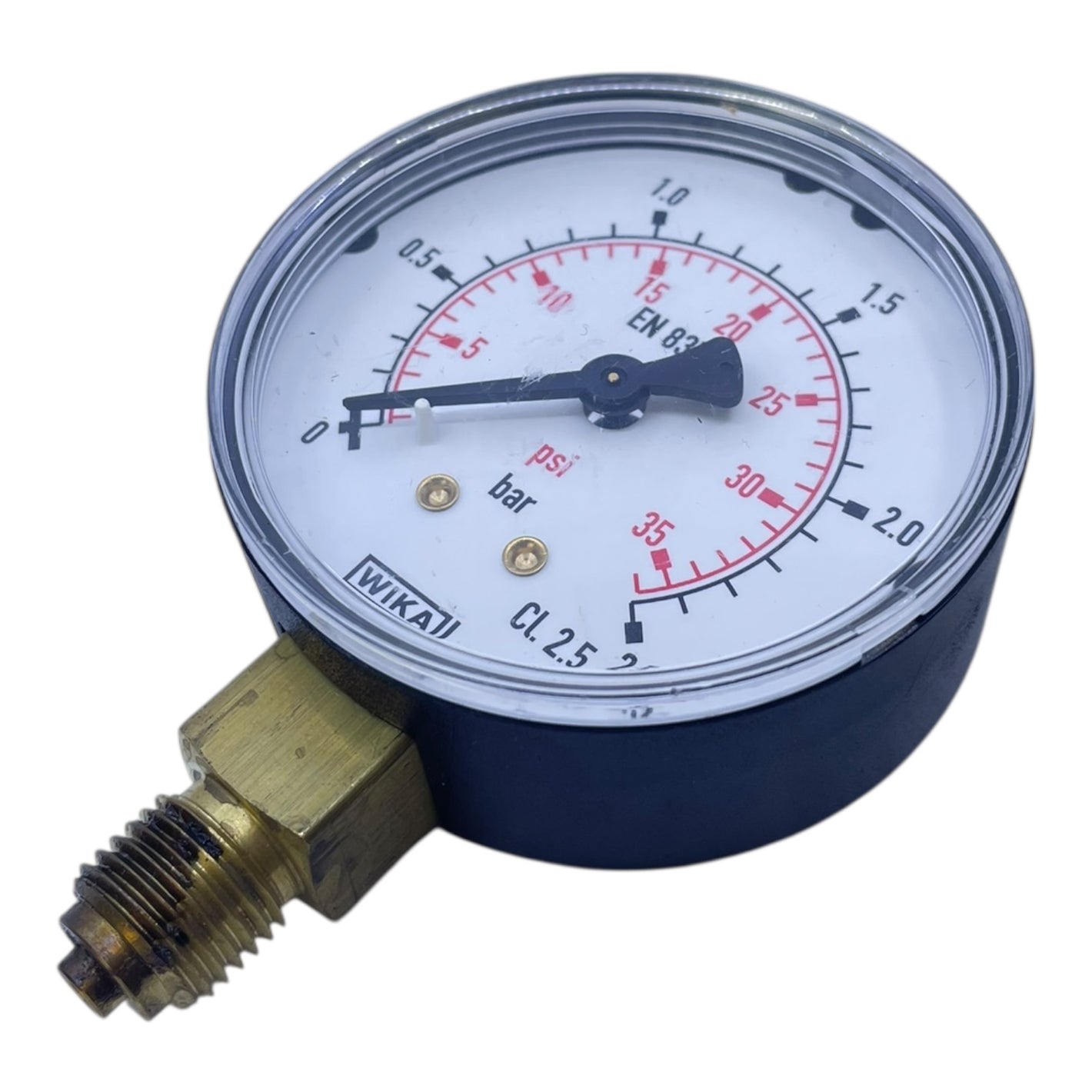 WIKA Manometer 0-2.5 bar / 0-35 psi Druckanzeige Messing Anschluss unten