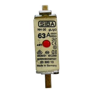 SIBA NH00 Sicherung 63A 500V gL/gG 120kA Korrosionsfest 20 300 13 VE:2stk