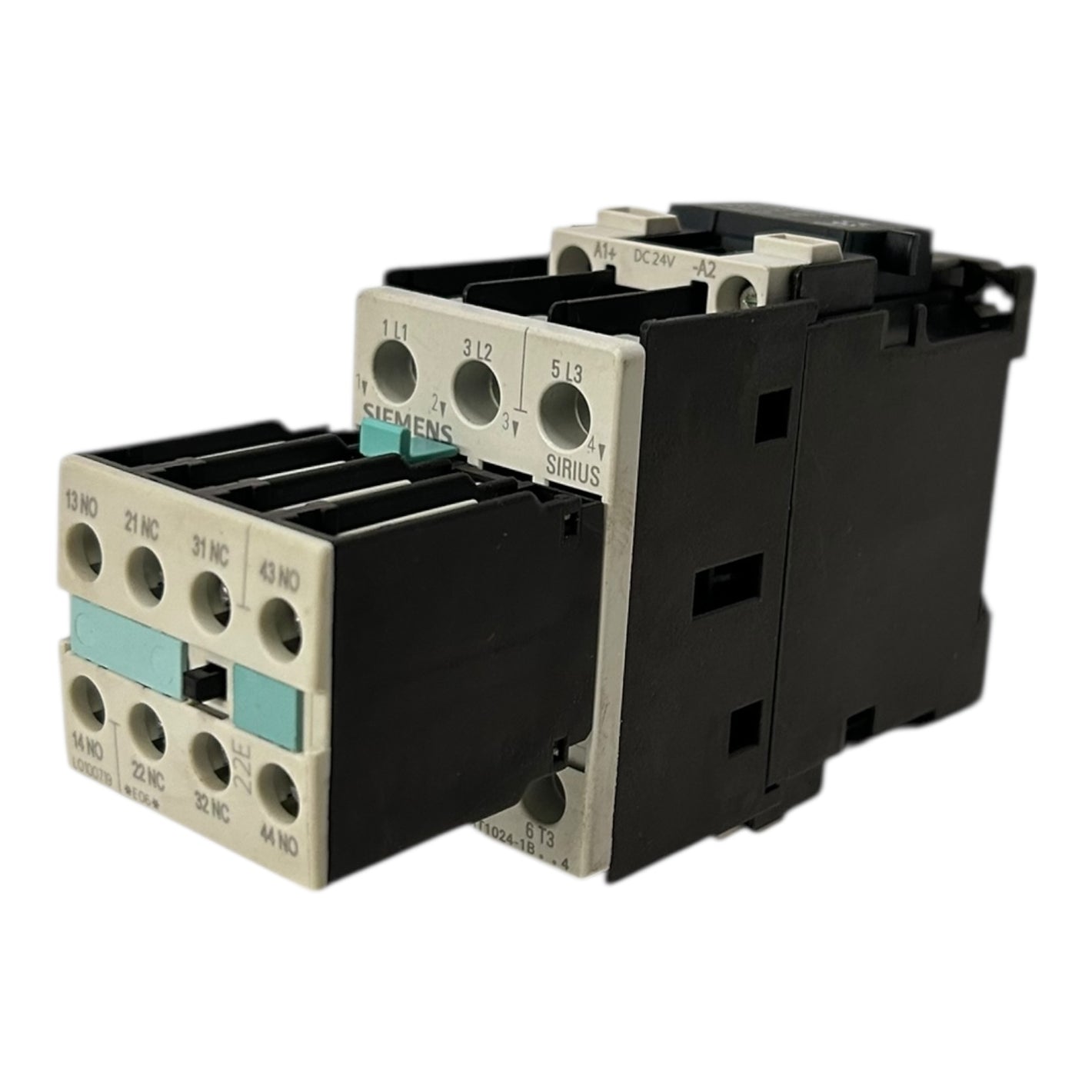 Siemens Leistungsschütz 5,5kW 12A 24V DC 2S+2Ö S0 3RT1024-1BB44  3RH1921-1HA22