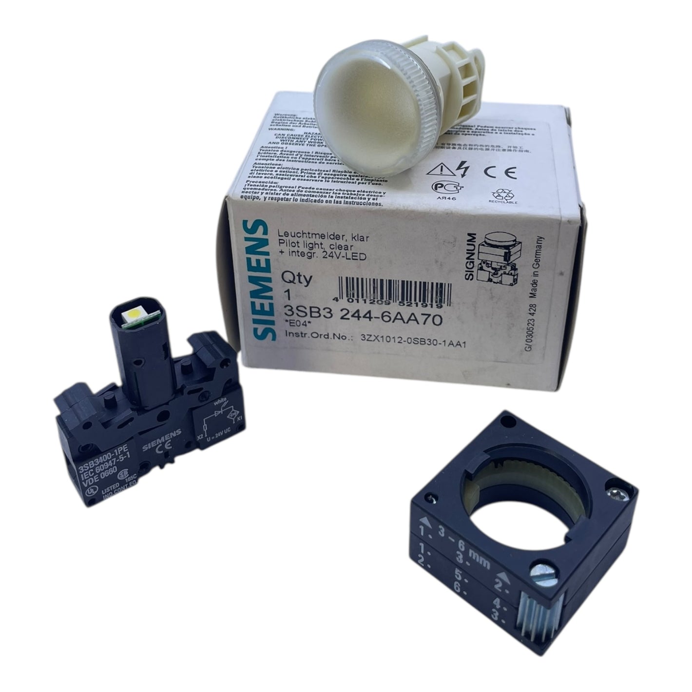 Siemens Leuchtmelder Klar 3SB3244-6AA70 Leuchtmelder von Siemens für Industrie