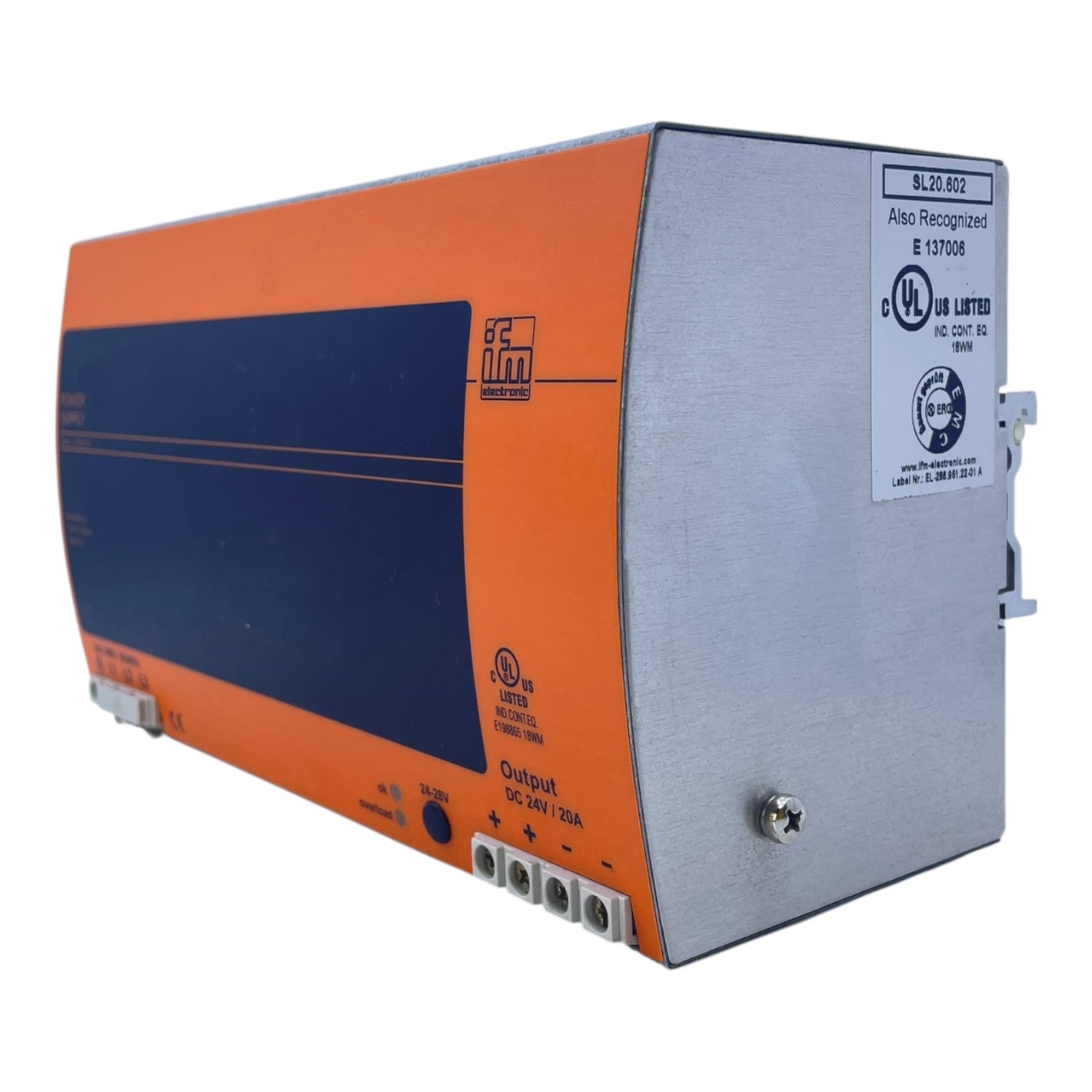 IFM Netzteil SL20.602 Power Supply 24V DC 20A DIN-Schienenmontage