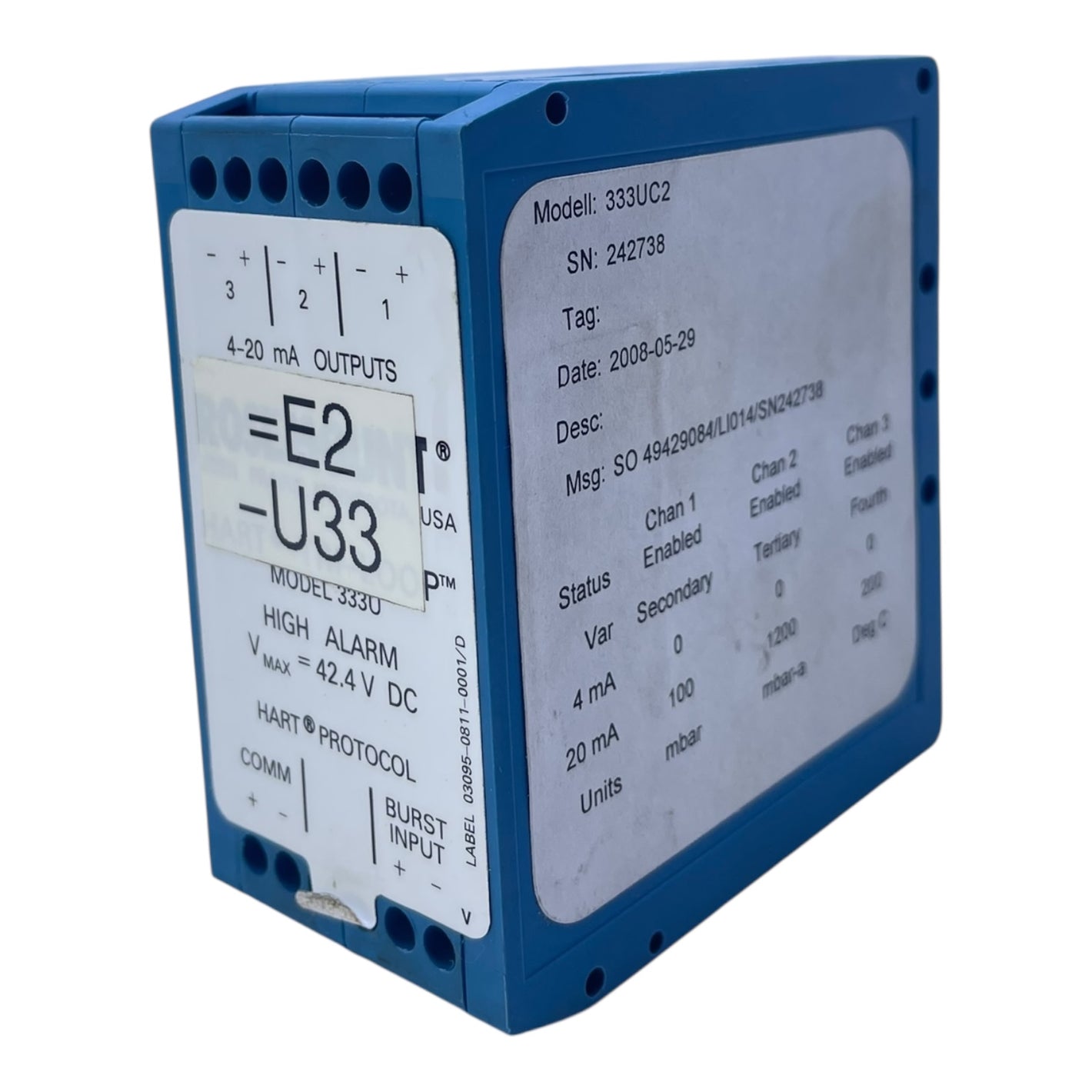 Rosemount Signal Converter HART TRI-LOOP 333UC2 Signal Converter von Rosemount