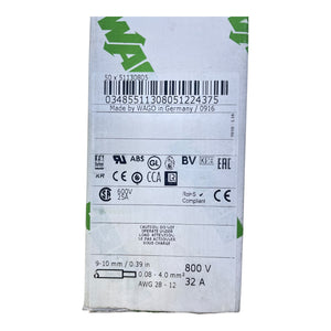 Wago 281-601 2-Leiter-Durchgangsklemme 800V 32A VE: 22stk Wago 281-601 800V 32A