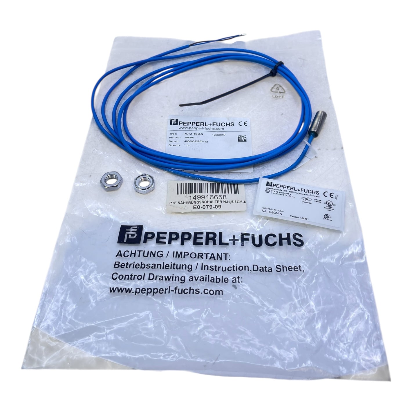 Pepperl+Fuchs NJ1,5-8GM-N Induktiver Sensor 106361 industrieller Einsatz