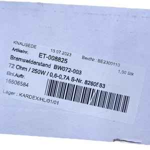 Bremswiderstand BW072-003 72 Ohm 250 W 0,6–0,7 A ET-008825 Industrie Widerstand