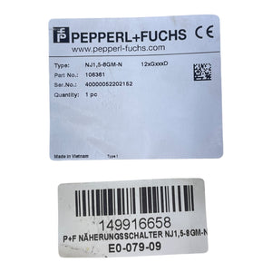 Pepperl+Fuchs NJ1,5-8GM-N Induktiver Sensor 106361 industrieller Einsatz