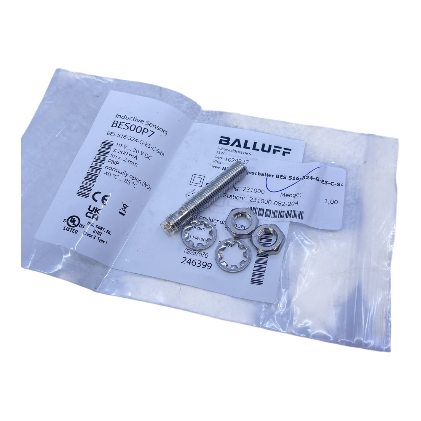 Balluff Induktiver Näherungsschalter BES00P7 BES516-324-G-E5-C-S49 Industrie