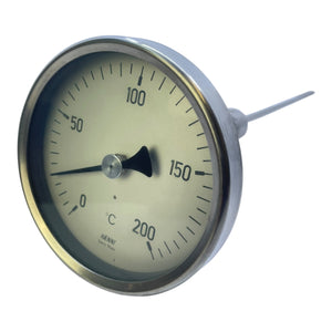 Haenni Bimetall-Thermometer 0–200°C Edelstahl-Fühler Bimetall-Thermometer