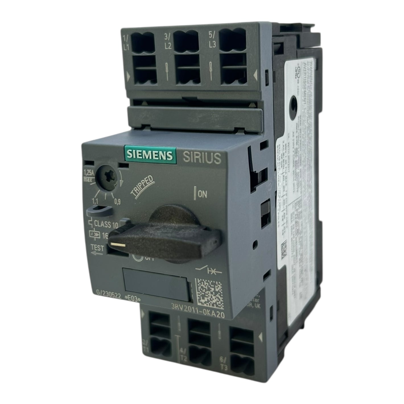 Siemens Motorschutzschalter 0,9–1,25A 3RV2011-0KA20 16A 690V Class10 3-polig