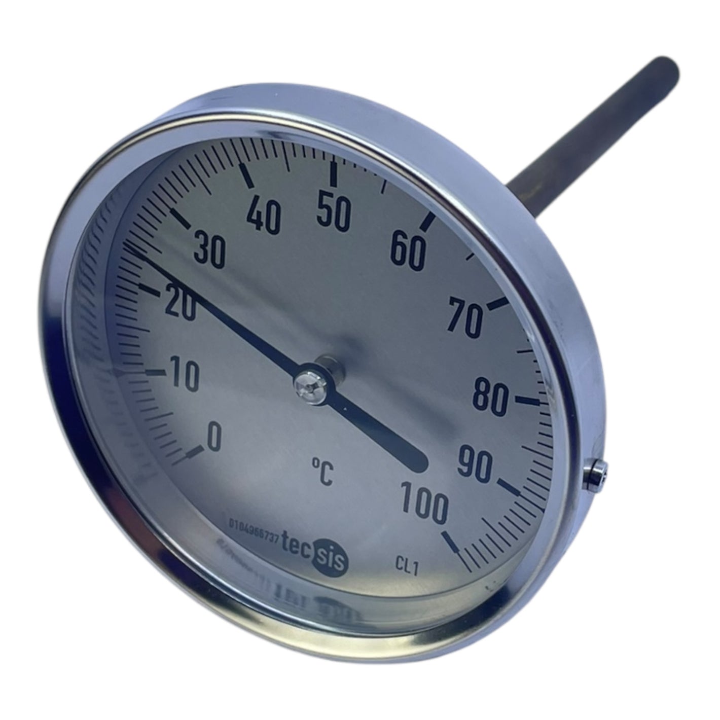 Tecsis 0–100 °C Thermometer  Bimetall Ø100mm Fühler L=100mm Gewinde G½B