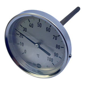 Tecsis 0–100 °C Thermometer  Bimetall Ø100mm Fühler L=100mm Gewinde G½B
