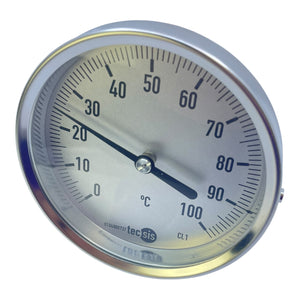 Tecsis 0–100 °C Thermometer  Bimetall Ø100mm Fühler L=100mm Gewinde G½B