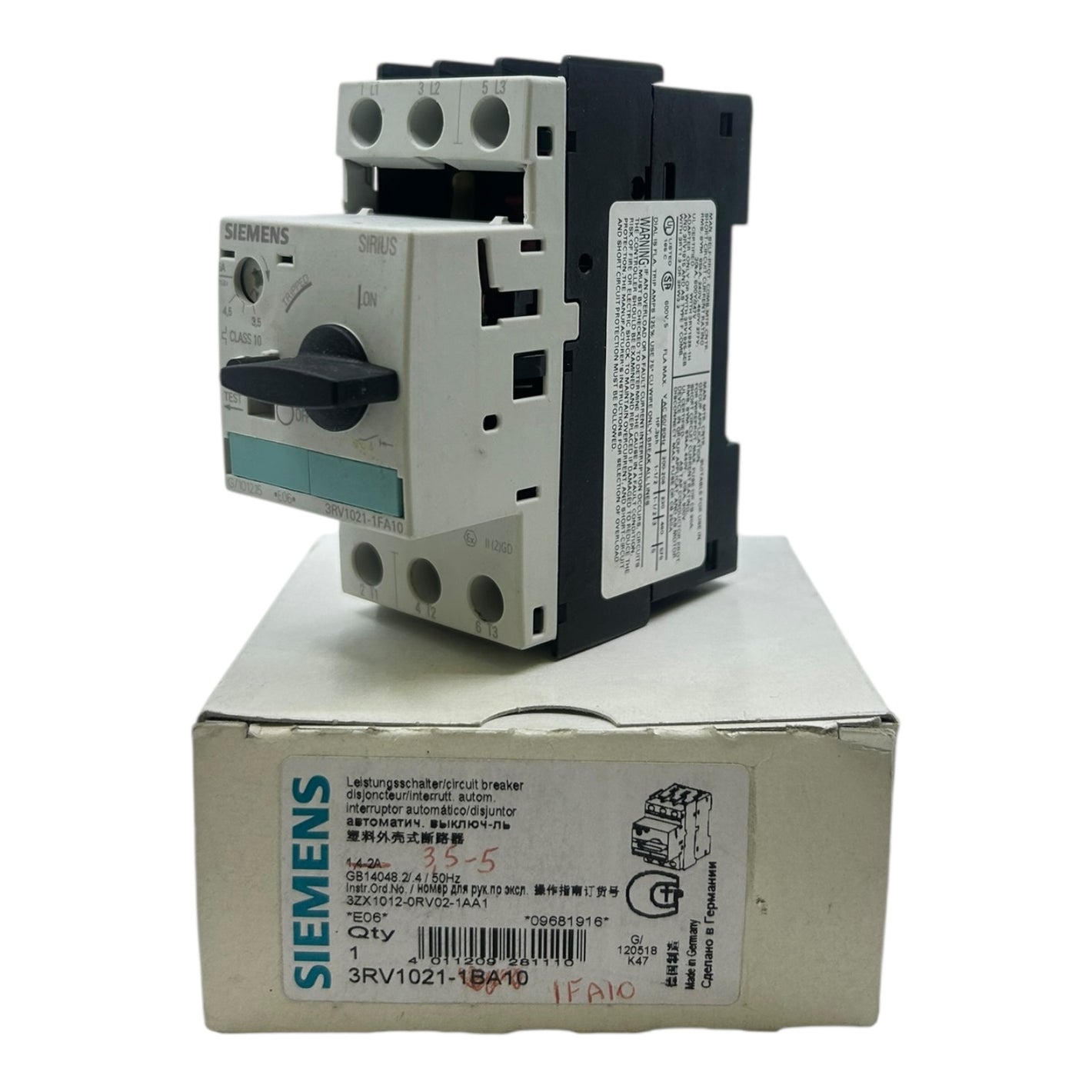 Siemens SIRIUS Leistungsschalter 3,5-5A S0 Motorschutz 3RV1021-1FA10 Industrie