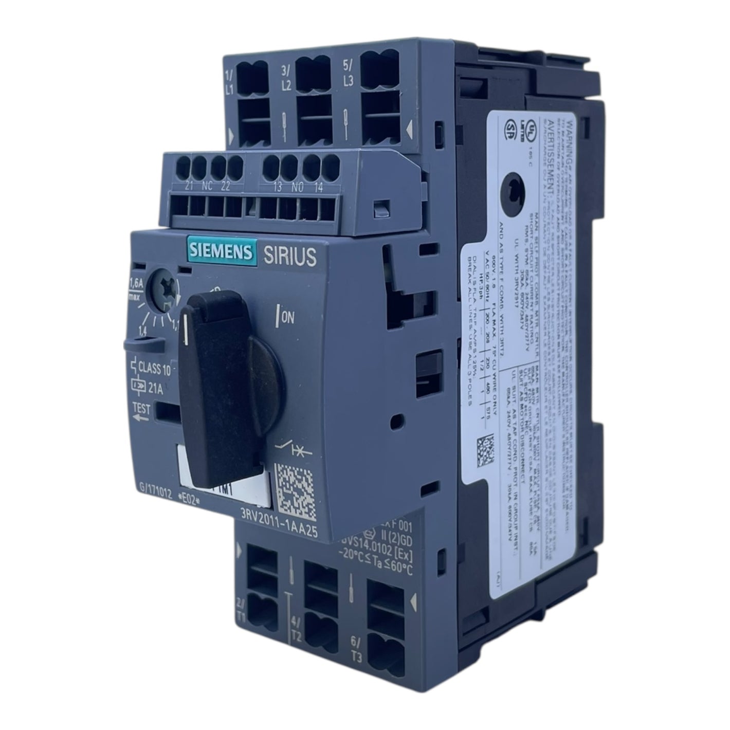 Siemens SIRIUS Motorschutzschalter 3RV2011-1AA25 1,1–1,6A 21A AC/DC