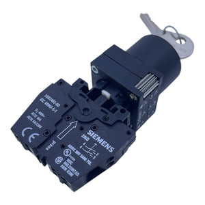 Siemens Schlüsselschalter 3SB3403-0D 2S 6A/230V mit Schlüssel 455 schwarz