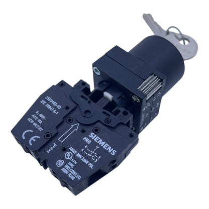 Siemens Schlüsselschalter 3SB3403-0D 2S 6A/230V mit Schlüssel 455 schwarz
