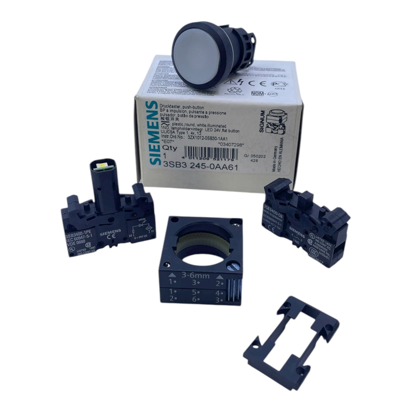 Siemens Leuchtmelder Weiss 3SB3245-0AA61 Leuchtmelder von Siemens für Industrie