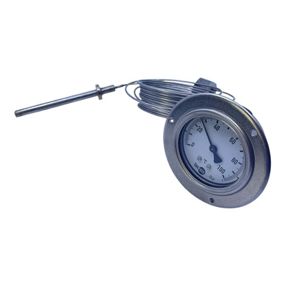 Tecsis Bimetall Thermometer 0–100°C mit Kapillarrohr und Tauchhülse