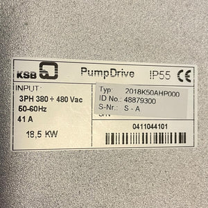 KSB Frequenzumrichter 18,5kW 2018K50AHP000 PumpDrive IP55 380–480V