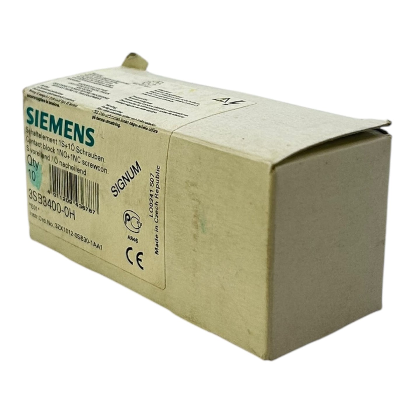 Siemens Kontaktsatz 1NO+1NC Schraubanschluss 3SB3400-0H VE: 10 Stück
