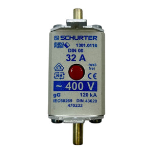 Schurter NH00 Sicherung 32A 400V gG 120kA rostfrei 1301.0116 Eurofuse VE: 5stk